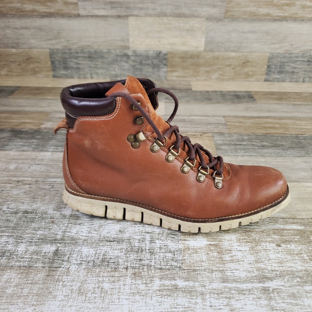 Cole Haan Zerogrand Mens Boots Sz 9 M Brown Leather Waterproof Hiking Boots